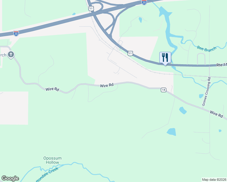 map of restaurants, bars, coffee shops, grocery stores, and more near Willow Creek in Cottondale