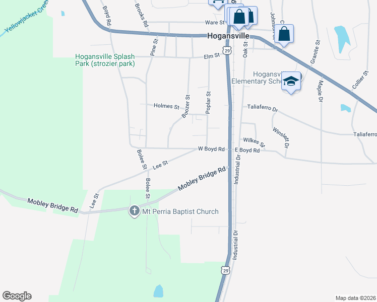 map of restaurants, bars, coffee shops, grocery stores, and more near 101 Lee Street in Hogansville