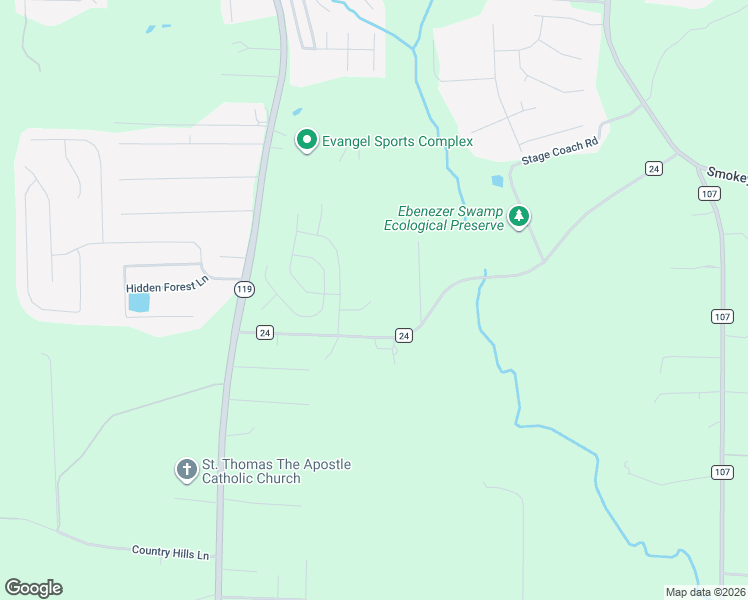 map of restaurants, bars, coffee shops, grocery stores, and more near 291 County Road 24 in Montevallo