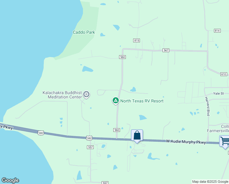 map of restaurants, bars, coffee shops, grocery stores, and more near 343 County Road 560 in Farmersville