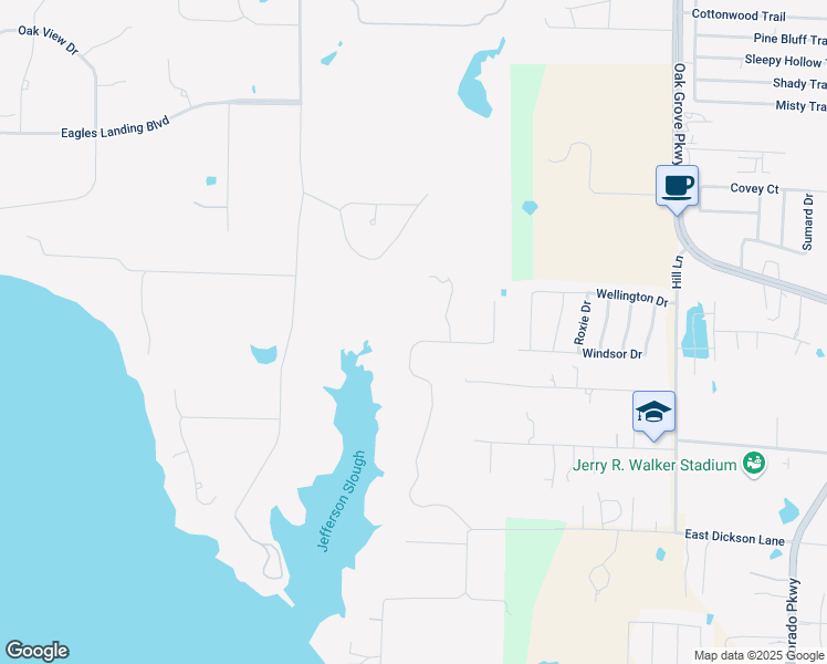 map of restaurants, bars, coffee shops, grocery stores, and more near 521 Waters Edge Way in Little Elm