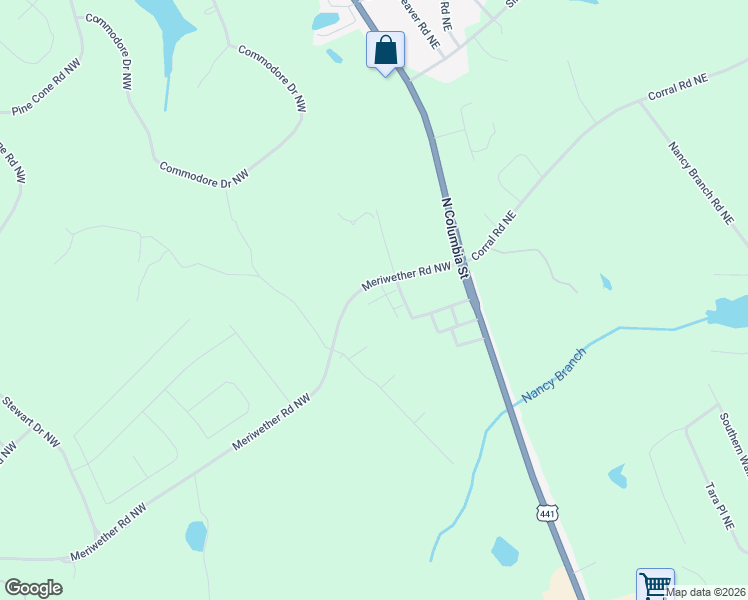 map of restaurants, bars, coffee shops, grocery stores, and more near 135 Harvest Court in Milledgeville