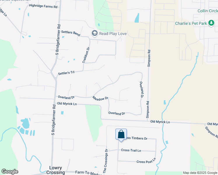 map of restaurants, bars, coffee shops, grocery stores, and more near 505 Overland Drive in McKinney