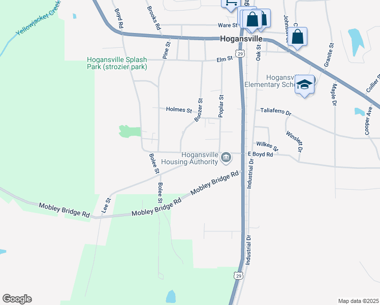 map of restaurants, bars, coffee shops, grocery stores, and more near 456 West Boyd Road in Hogansville