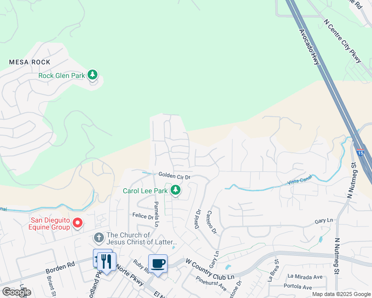 map of restaurants, bars, coffee shops, grocery stores, and more near 1709 Doral Glen in Escondido