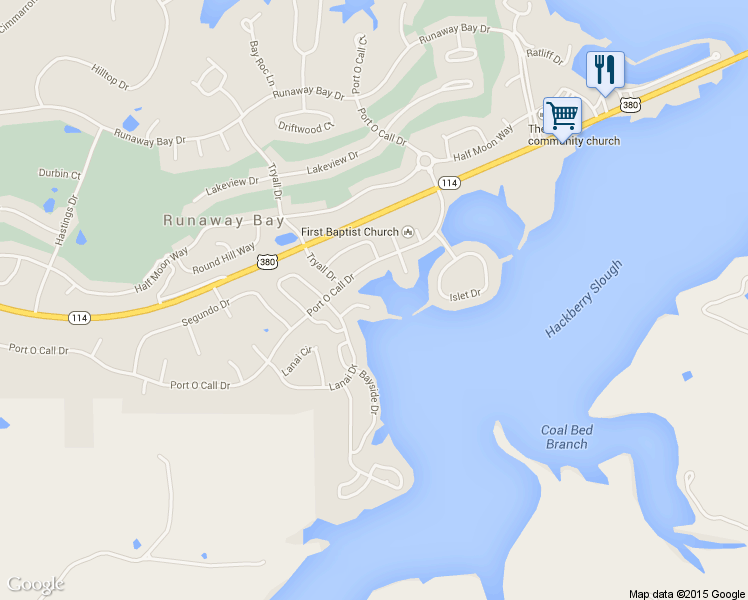 map of restaurants, bars, coffee shops, grocery stores, and more near 615 Viking Ct in Runaway Bay