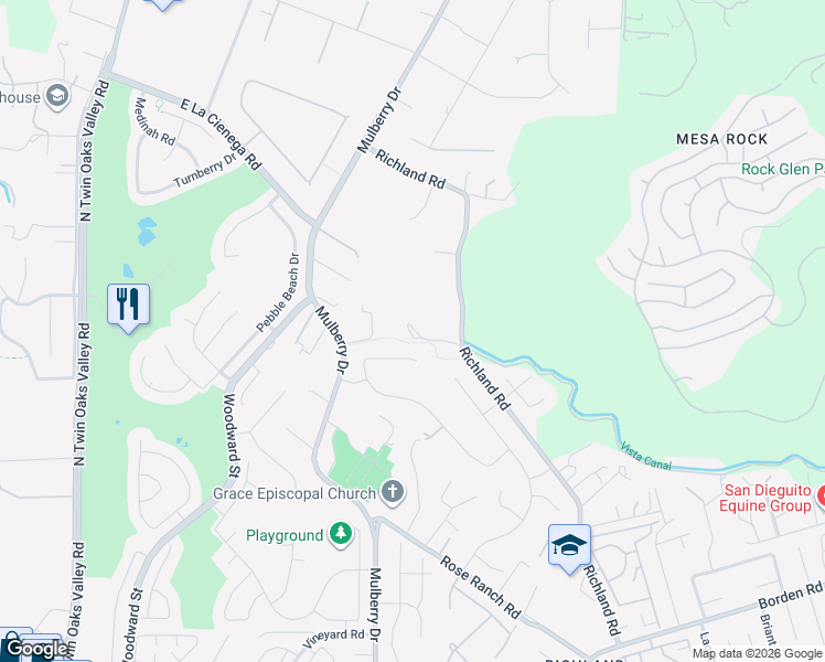 map of restaurants, bars, coffee shops, grocery stores, and more near 1320 Richland Road in San Marcos