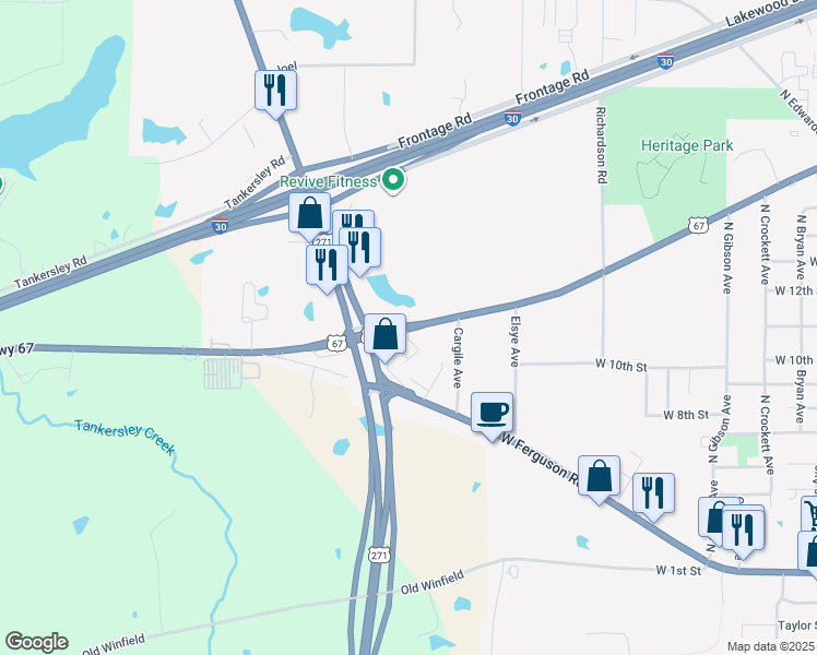 map of restaurants, bars, coffee shops, grocery stores, and more near 1701 West 16th Street in Mount Pleasant