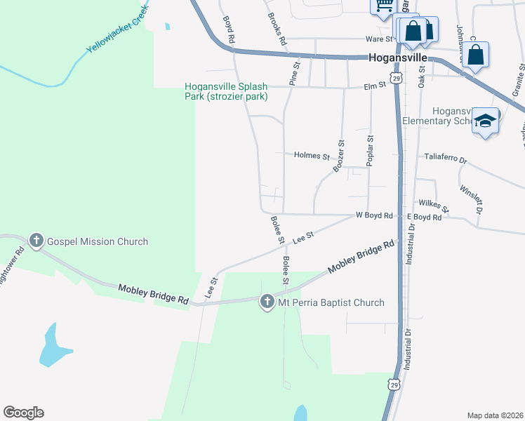 map of restaurants, bars, coffee shops, grocery stores, and more near 418 Boyd Road in Hogansville