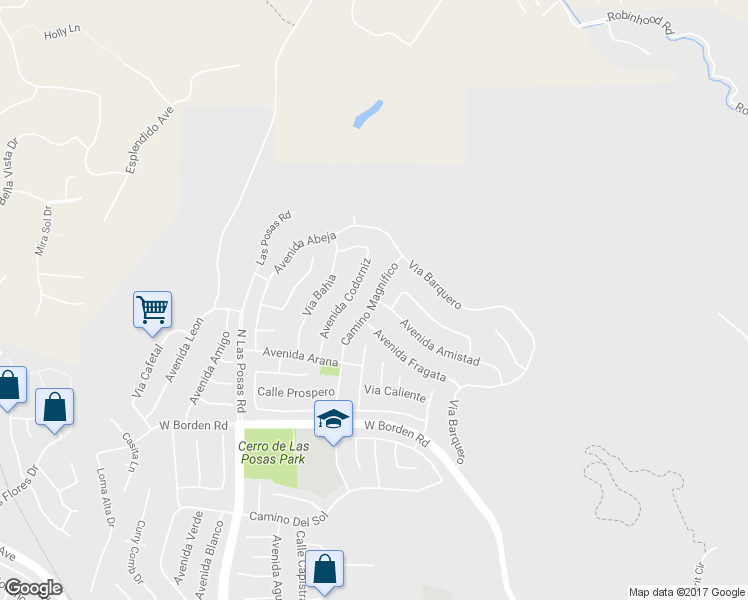 map of restaurants, bars, coffee shops, grocery stores, and more near Camino Magnifico & Avenida Amistad in San Marcos