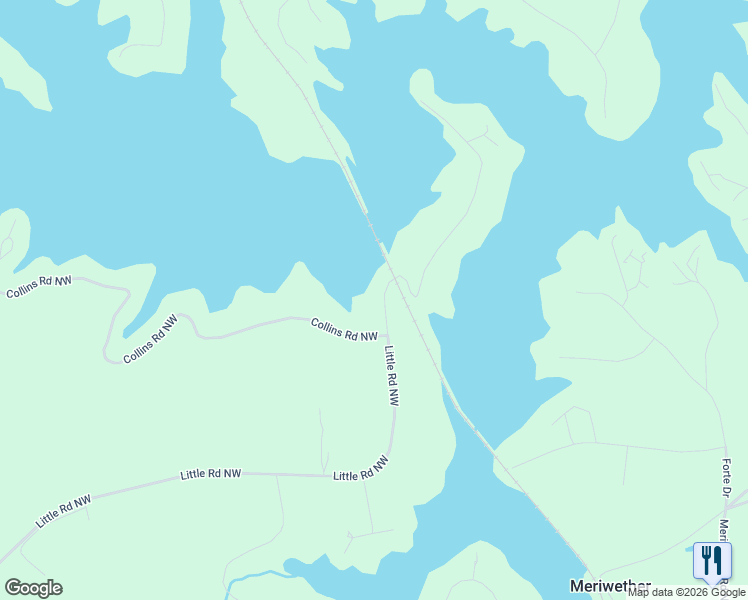 map of restaurants, bars, coffee shops, grocery stores, and more near 268 Little Road Northwest in Milledgeville
