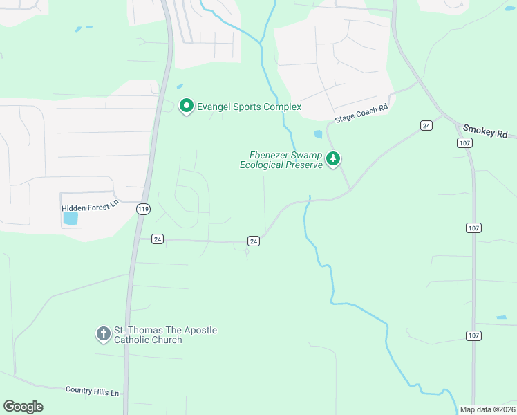 map of restaurants, bars, coffee shops, grocery stores, and more near 291 County Road 24 in Montevallo