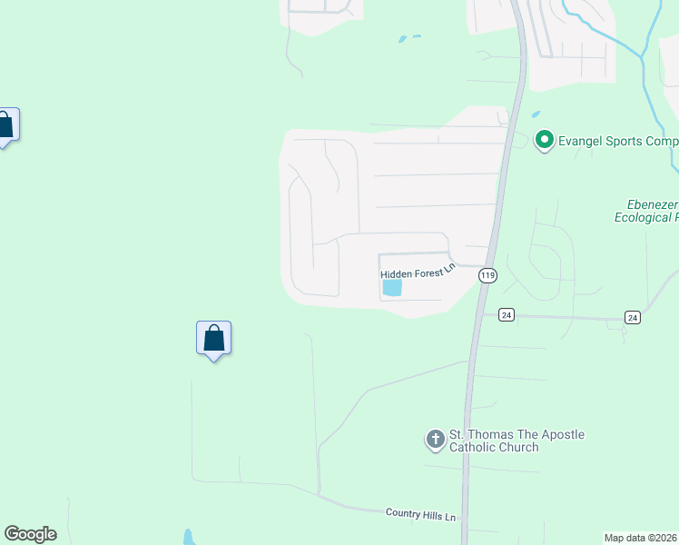 map of restaurants, bars, coffee shops, grocery stores, and more near 125 Hillcrest Drive in Montevallo