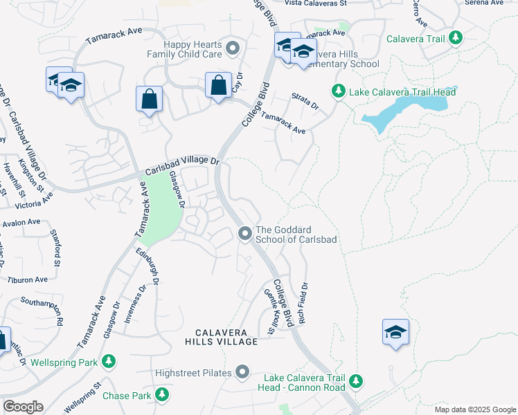 map of restaurants, bars, coffee shops, grocery stores, and more near 4104 Peninsula Drive in Carlsbad