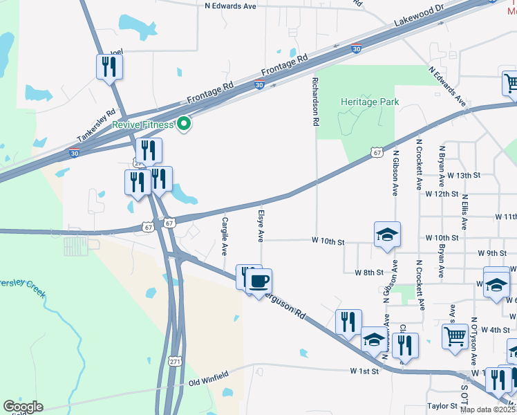 map of restaurants, bars, coffee shops, grocery stores, and more near 1399 Elsye Avenue in Mount Pleasant