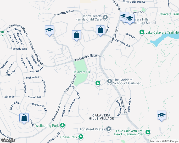 map of restaurants, bars, coffee shops, grocery stores, and more near 4537 Hartford Place in Carlsbad
