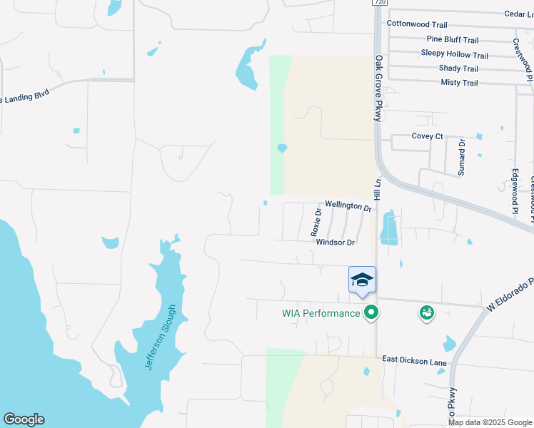 map of restaurants, bars, coffee shops, grocery stores, and more near 1020 Waters Edge Court in Oak Point