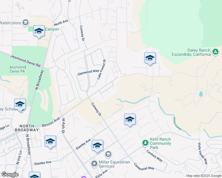 map of restaurants, bars, coffee shops, grocery stores, and more near 1233 Rocky Point Way in Escondido