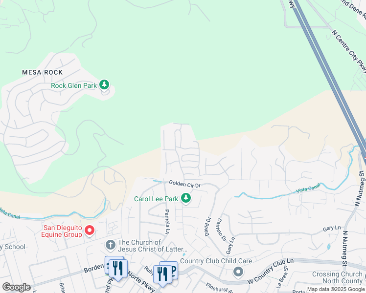 map of restaurants, bars, coffee shops, grocery stores, and more near 2202 Hilton Head Glen in Escondido