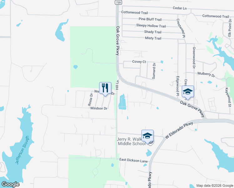 map of restaurants, bars, coffee shops, grocery stores, and more near 1623 Hill Lane in Little Elm