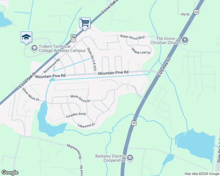 map of restaurants, bars, coffee shops, grocery stores, and more near 203 Sunny Side Court in Moncks Corner
