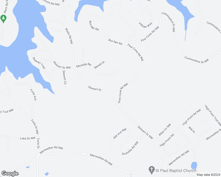 map of restaurants, bars, coffee shops, grocery stores, and more near 169 Stewart Drive Northwest in Milledgeville