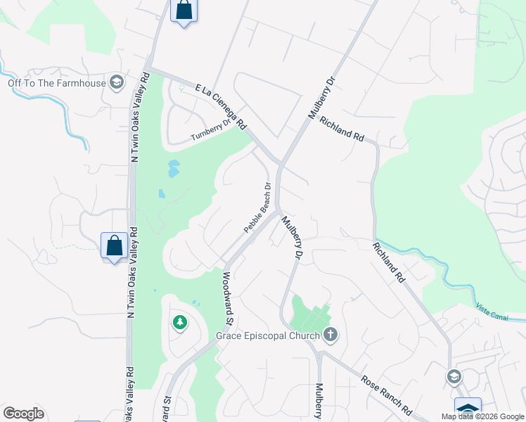 map of restaurants, bars, coffee shops, grocery stores, and more near 764 Pebble Beach Drive in San Marcos