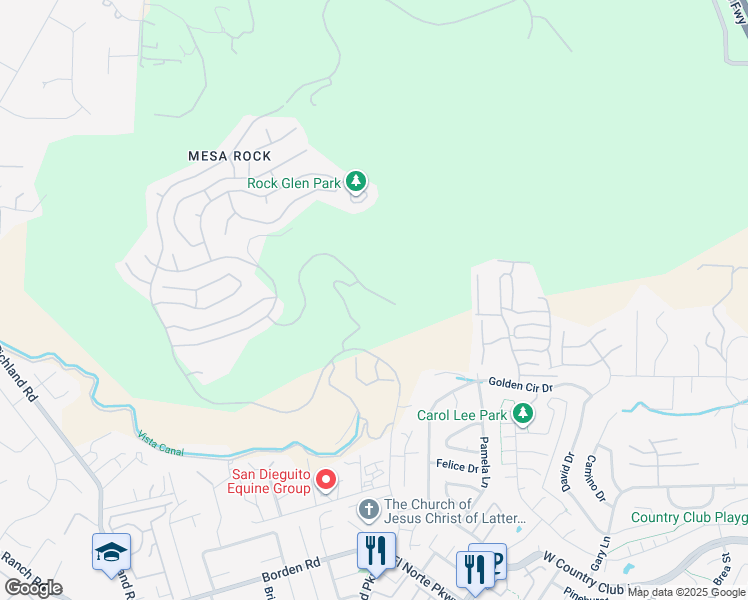 map of restaurants, bars, coffee shops, grocery stores, and more near 2133 View Crest Glen in Escondido