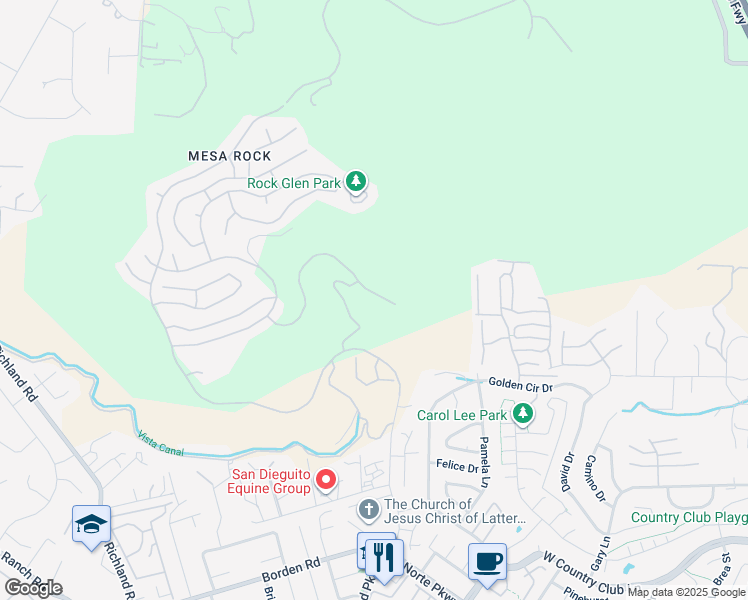 map of restaurants, bars, coffee shops, grocery stores, and more near 2133 View Crest Glen in Escondido