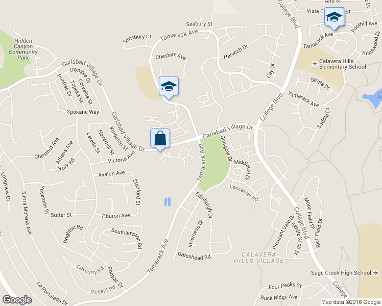 map of restaurants, bars, coffee shops, grocery stores, and more near 2882 Sanford Lane in Carlsbad