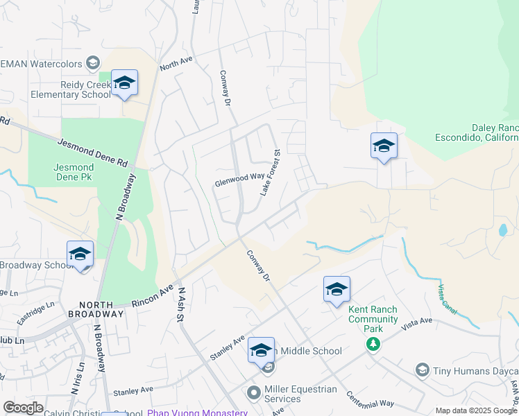 map of restaurants, bars, coffee shops, grocery stores, and more near 2322 Lake Forest Street in Escondido