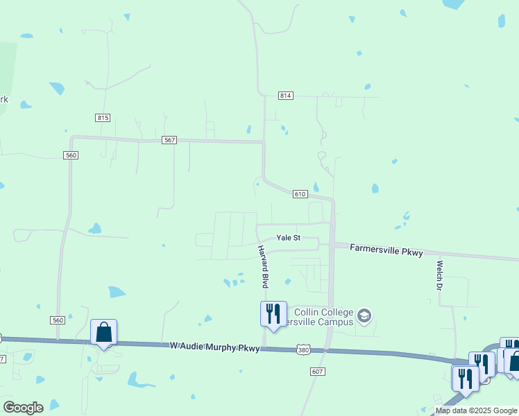 map of restaurants, bars, coffee shops, grocery stores, and more near 2000 Penn Street in Farmersville