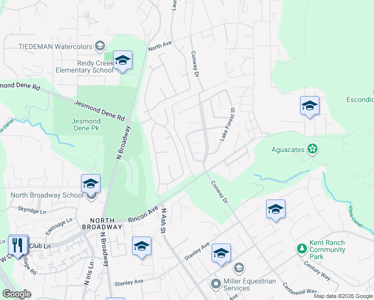 map of restaurants, bars, coffee shops, grocery stores, and more near 2331 Fair Oak Court in Escondido