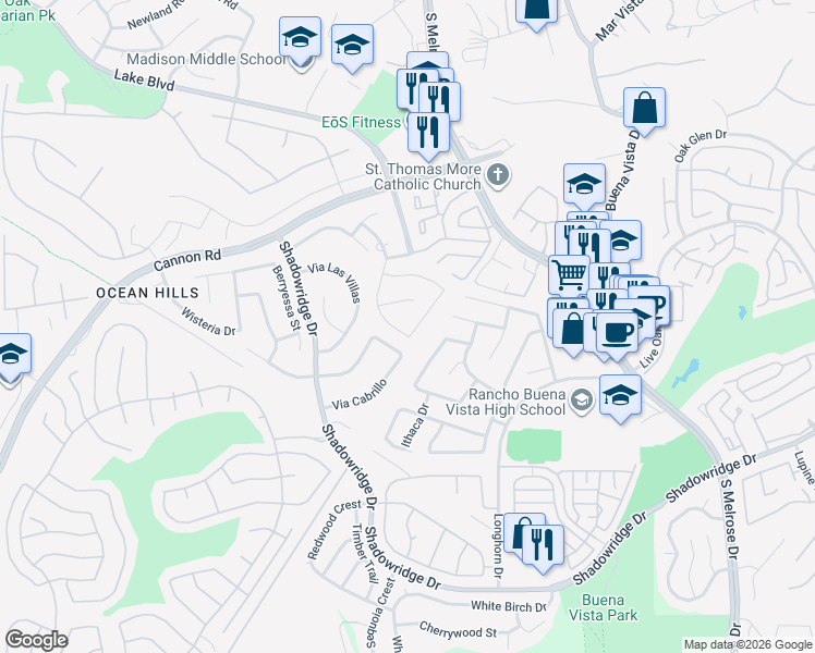 map of restaurants, bars, coffee shops, grocery stores, and more near in Oceanside