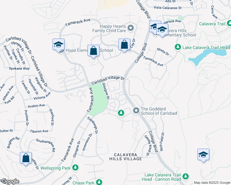 map of restaurants, bars, coffee shops, grocery stores, and more near 2976 Ridgefield Avenue in Carlsbad