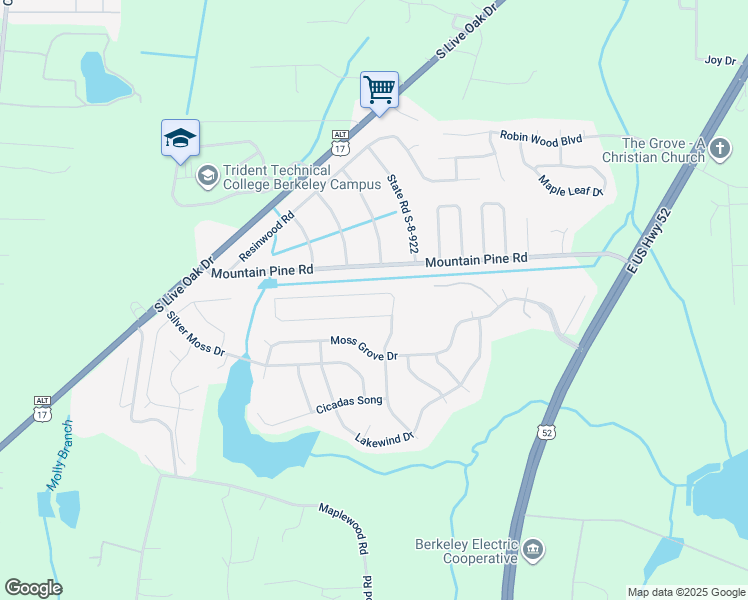 map of restaurants, bars, coffee shops, grocery stores, and more near 205 Emerald Isle Drive in Moncks Corner