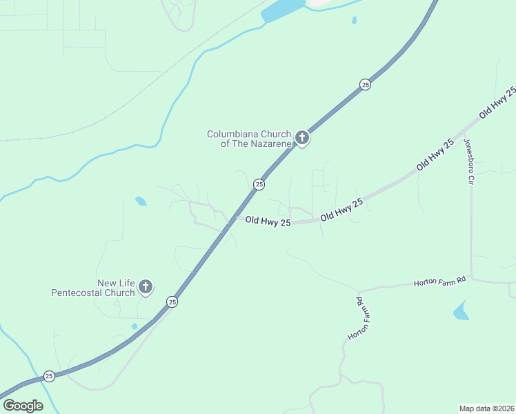 map of restaurants, bars, coffee shops, grocery stores, and more near 1504 Old Highway 25 in Columbiana