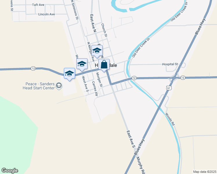map of restaurants, bars, coffee shops, grocery stores, and more near 167-299 West Crouch Street in Hollandale
