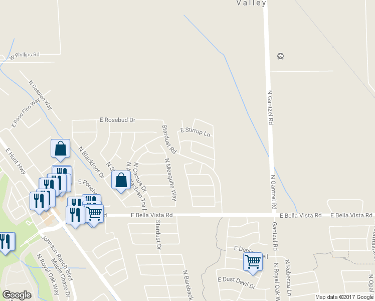 map of restaurants, bars, coffee shops, grocery stores, and more near 31626 North Desert View Drive in San Tan Valley