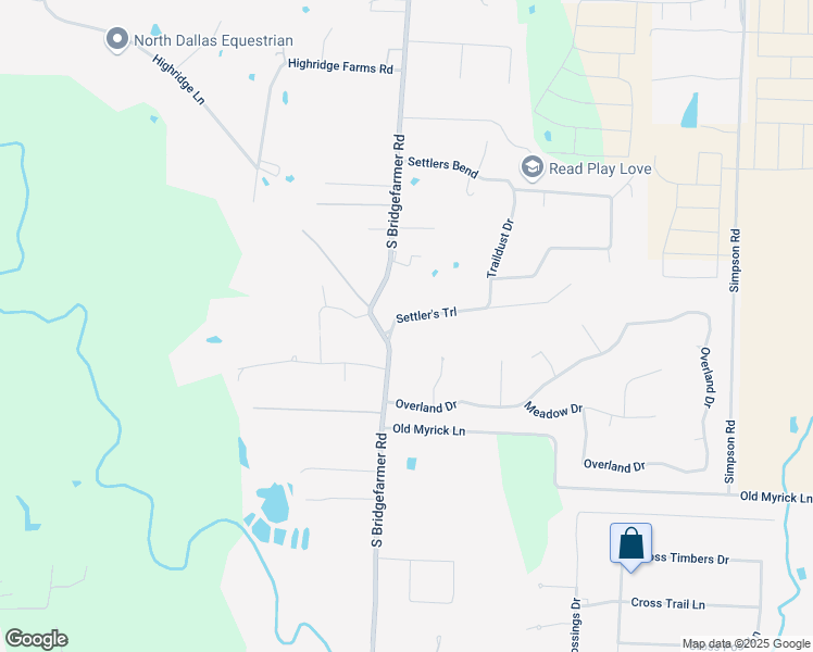 map of restaurants, bars, coffee shops, grocery stores, and more near 105 Settlers Trail in McKinney