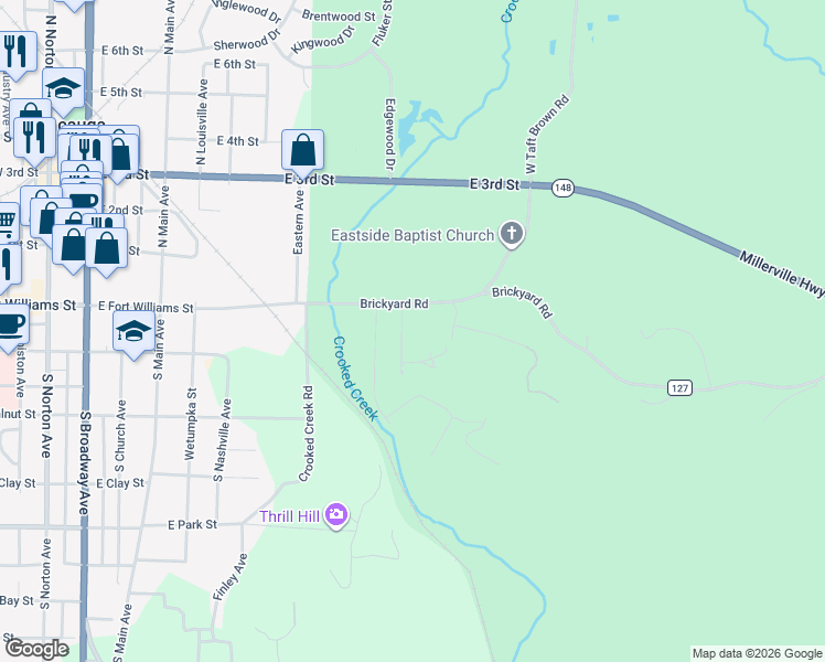 map of restaurants, bars, coffee shops, grocery stores, and more near 6 Montgomery Avenue in Sylacauga
