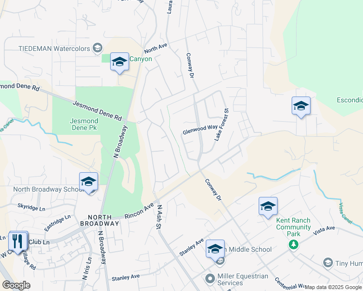 map of restaurants, bars, coffee shops, grocery stores, and more near 2331 Fair Oak Court in Escondido