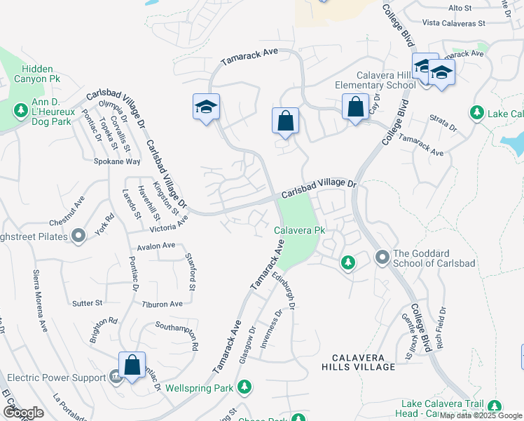 map of restaurants, bars, coffee shops, grocery stores, and more near 2882 Sanford Lane in Carlsbad