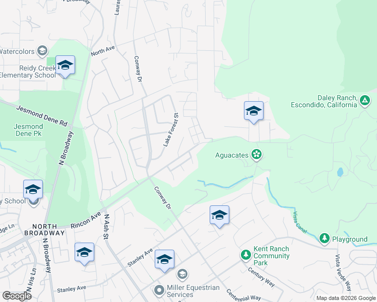 map of restaurants, bars, coffee shops, grocery stores, and more near 1264 Rincon Avenue in Escondido