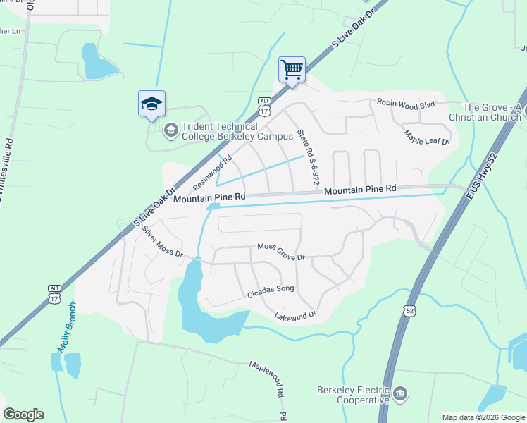map of restaurants, bars, coffee shops, grocery stores, and more near 186 Emerald Isle Drive in Moncks Corner