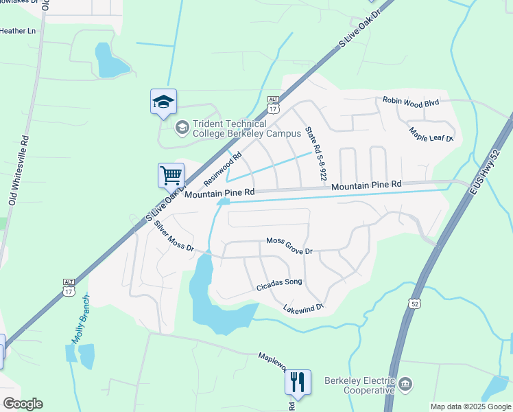 map of restaurants, bars, coffee shops, grocery stores, and more near 168 Emerald Isle Drive in Moncks Corner