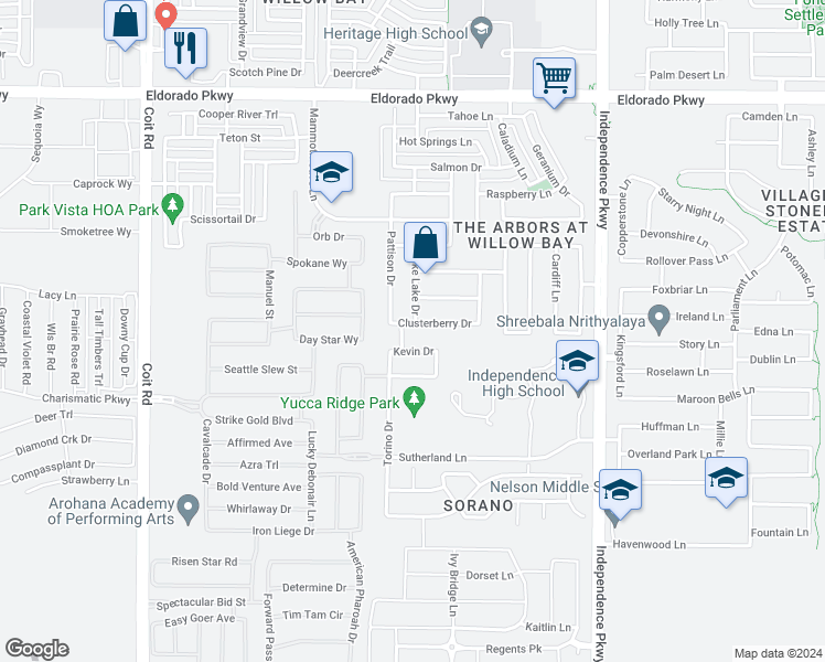 map of restaurants, bars, coffee shops, grocery stores, and more near 13765 Clusterberry Drive in Frisco