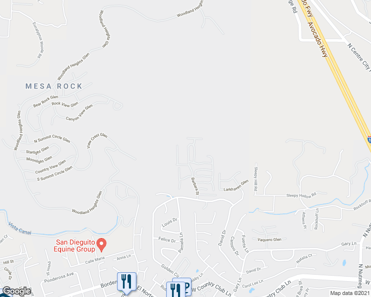 map of restaurants, bars, coffee shops, grocery stores, and more near 2227 Medina Glen in Escondido