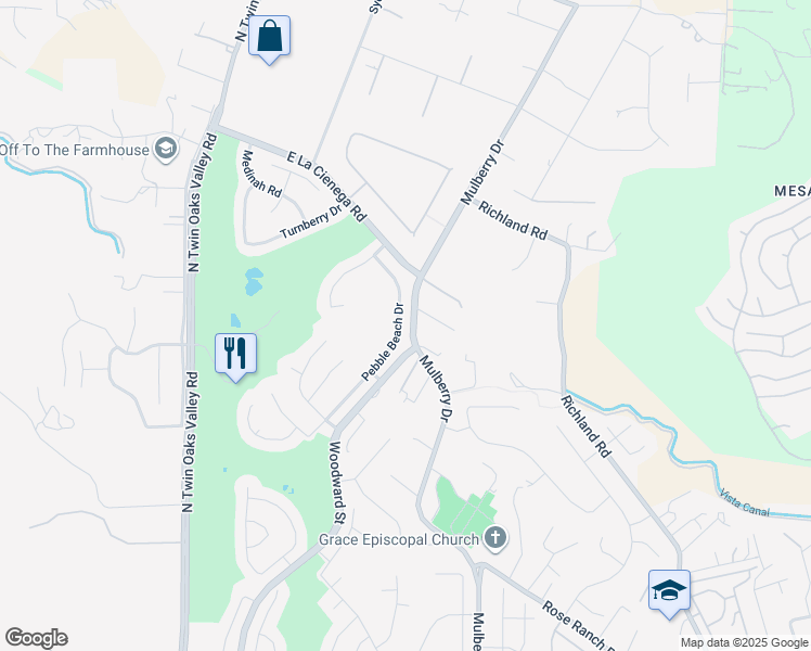 map of restaurants, bars, coffee shops, grocery stores, and more near 773 Pebble Beach Drive in San Marcos