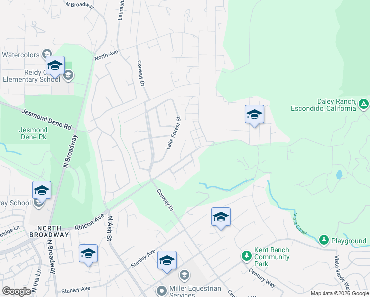 map of restaurants, bars, coffee shops, grocery stores, and more near 2312 Briarwood Place in Escondido